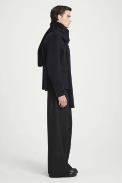 Discount COS WHIP-STITCHED DOUBLE-FACED WOOL SCARF NAVY