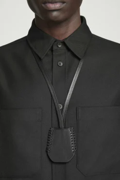 Outlet COS WHIP-STITCHED LEATHER LANYARD BLACK