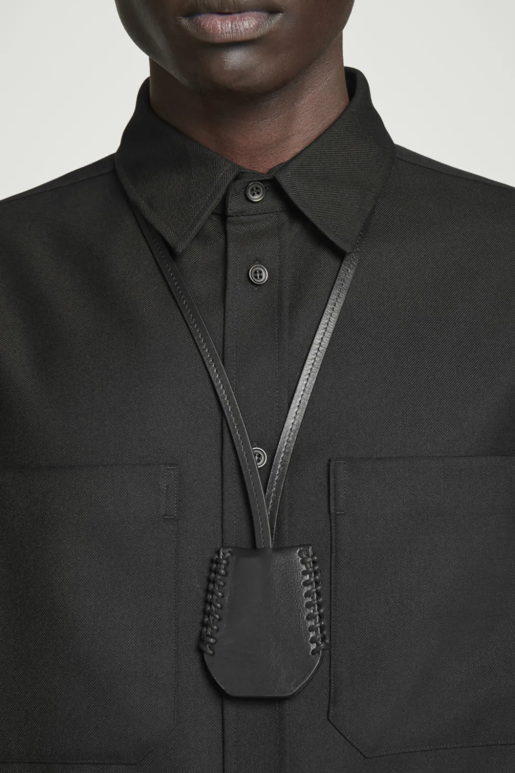 Outlet COS WHIP-STITCHED LEATHER LANYARD BLACK