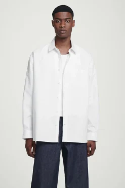 Discount COS WIDE OVERSIZED COTTON OXFORD SHIRT WHITE