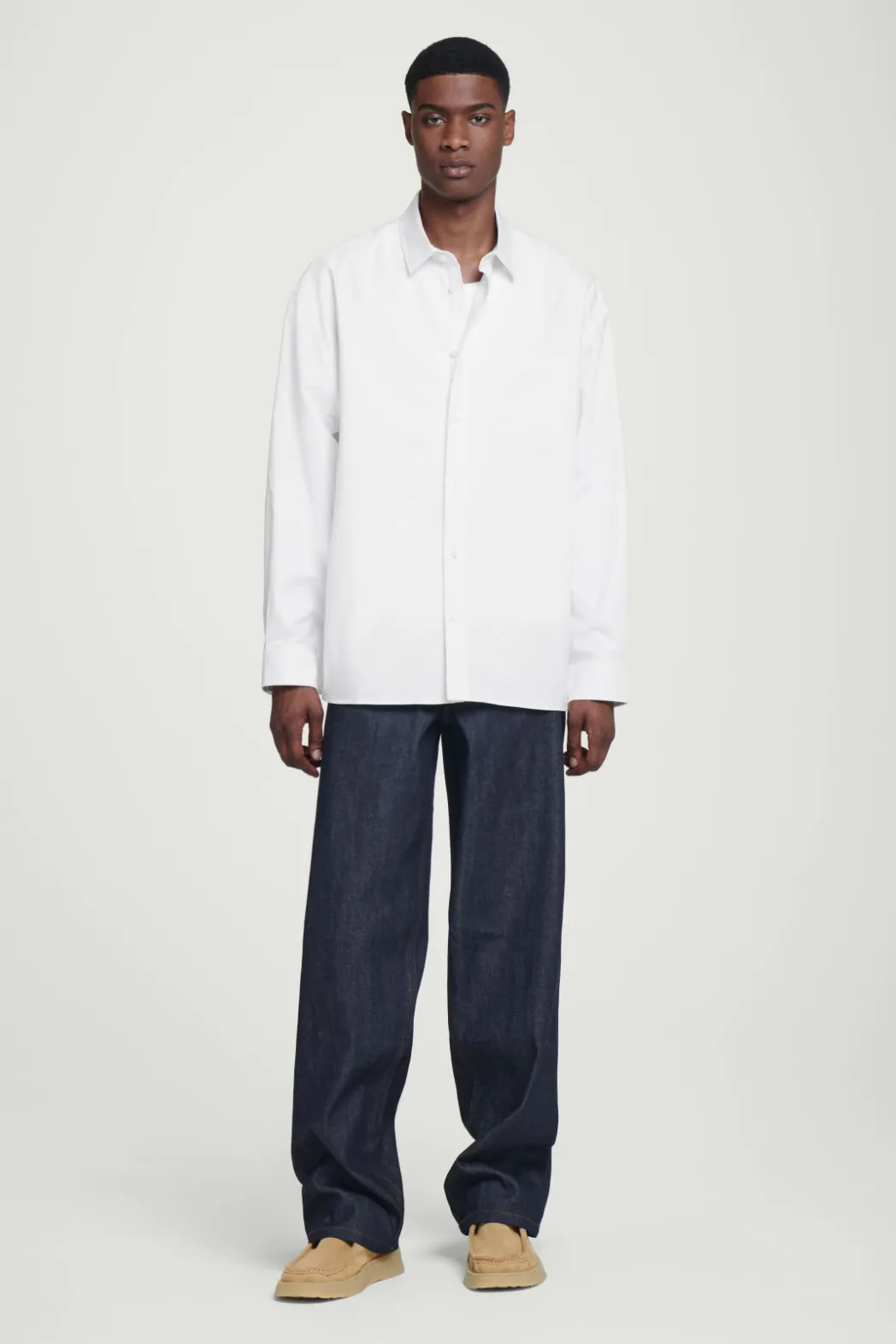 Discount COS WIDE OVERSIZED COTTON OXFORD SHIRT WHITE