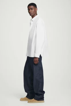 Discount COS WIDE OVERSIZED COTTON OXFORD SHIRT WHITE