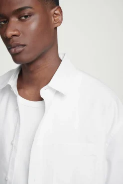 Discount COS WIDE OVERSIZED COTTON OXFORD SHIRT WHITE
