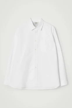 Discount COS WIDE OVERSIZED COTTON OXFORD SHIRT WHITE