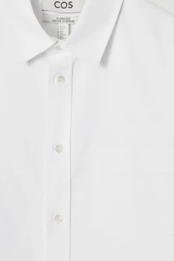 Discount COS WIDE OVERSIZED COTTON OXFORD SHIRT WHITE