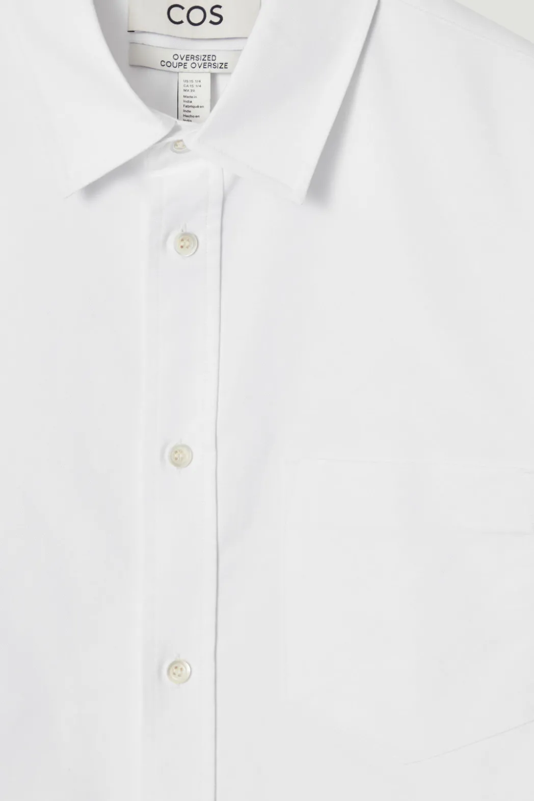 Discount COS WIDE OVERSIZED COTTON OXFORD SHIRT WHITE