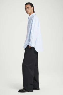 Discount COS WIDE OVERSIZED COTTON OXFORD SHIRT BLUE / PINSTRIPED