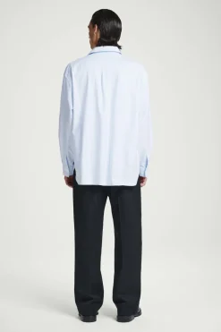 Discount COS WIDE OVERSIZED COTTON OXFORD SHIRT BLUE / PINSTRIPED
