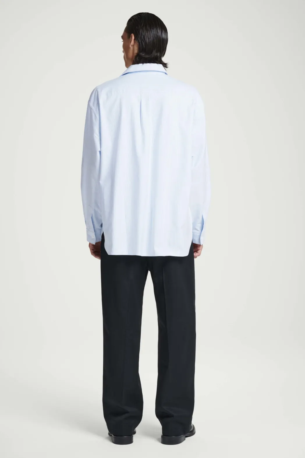 Discount COS WIDE OVERSIZED COTTON OXFORD SHIRT BLUE / PINSTRIPED