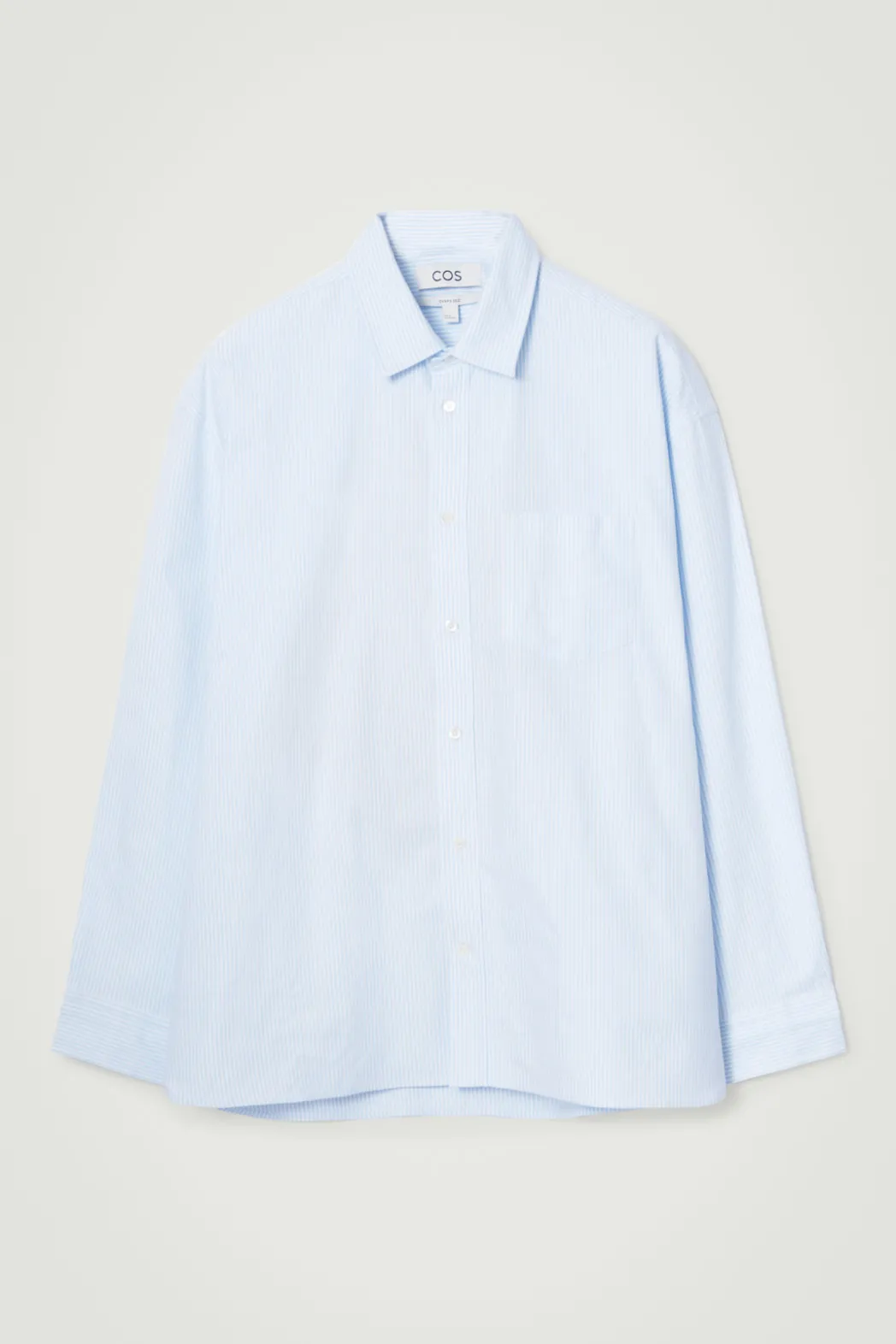 Discount COS WIDE OVERSIZED COTTON OXFORD SHIRT BLUE / PINSTRIPED
