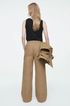 Clearance COS WIDE-LEG CANVAS UTILITY PANTS BEIGE
