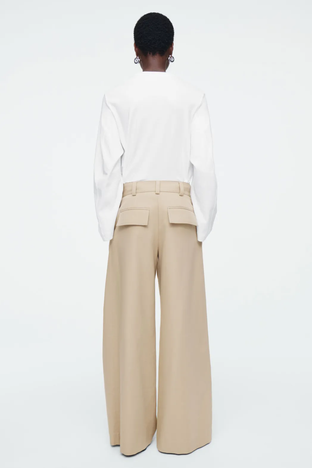 Discount COS WIDE-LEG COTTON PANTS BEIGE