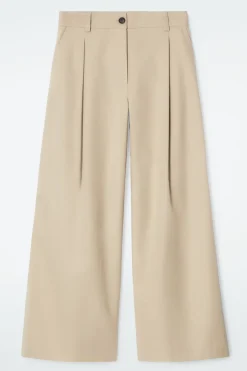 Discount COS WIDE-LEG COTTON PANTS BEIGE