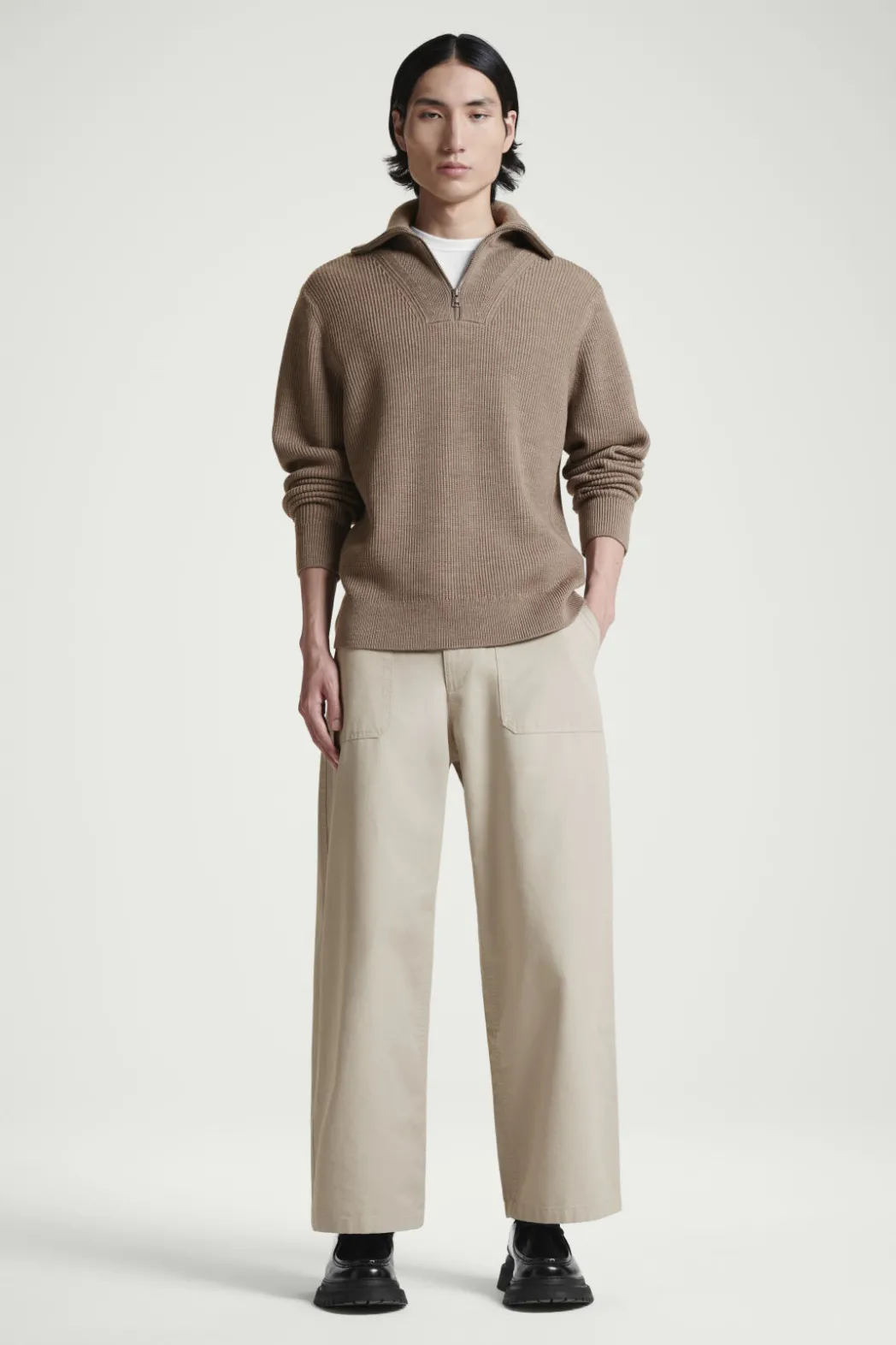 New COS WIDE-LEG COTTON UTILITY PANTS MOLE