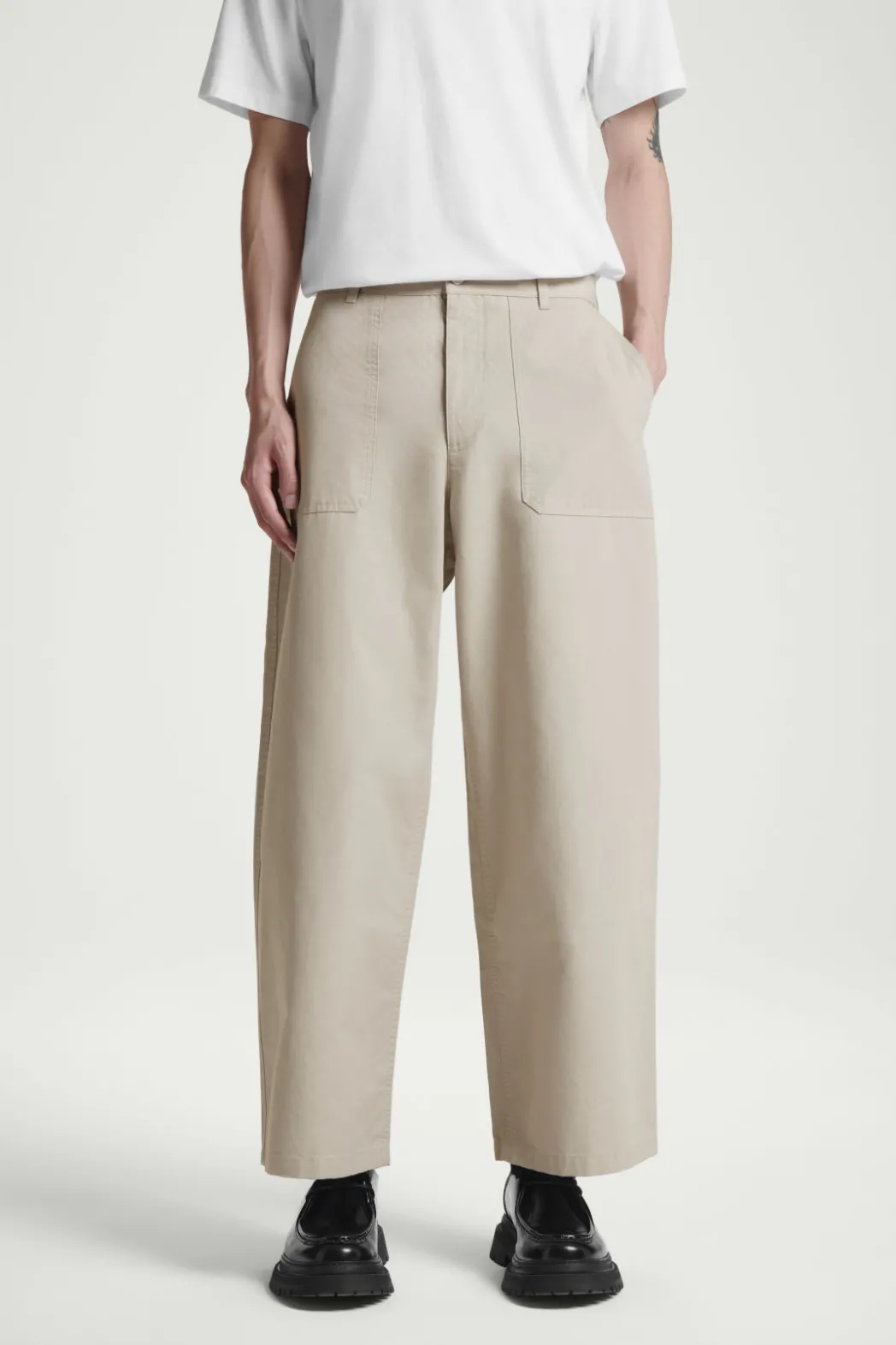 New COS WIDE-LEG COTTON UTILITY PANTS MOLE