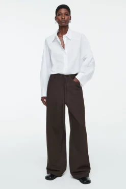 Online COS WIDE-LEG DRAWSTRING PANTS DARK BROWN