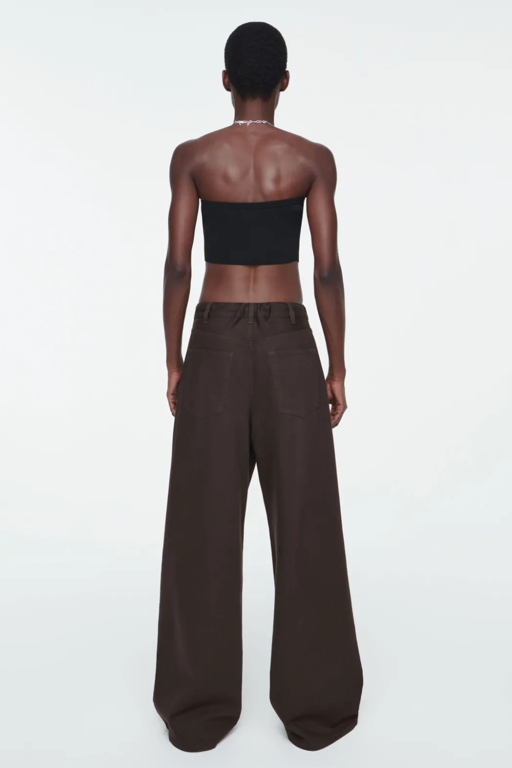 Online COS WIDE-LEG DRAWSTRING PANTS DARK BROWN