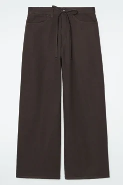 Online COS WIDE-LEG DRAWSTRING PANTS DARK BROWN