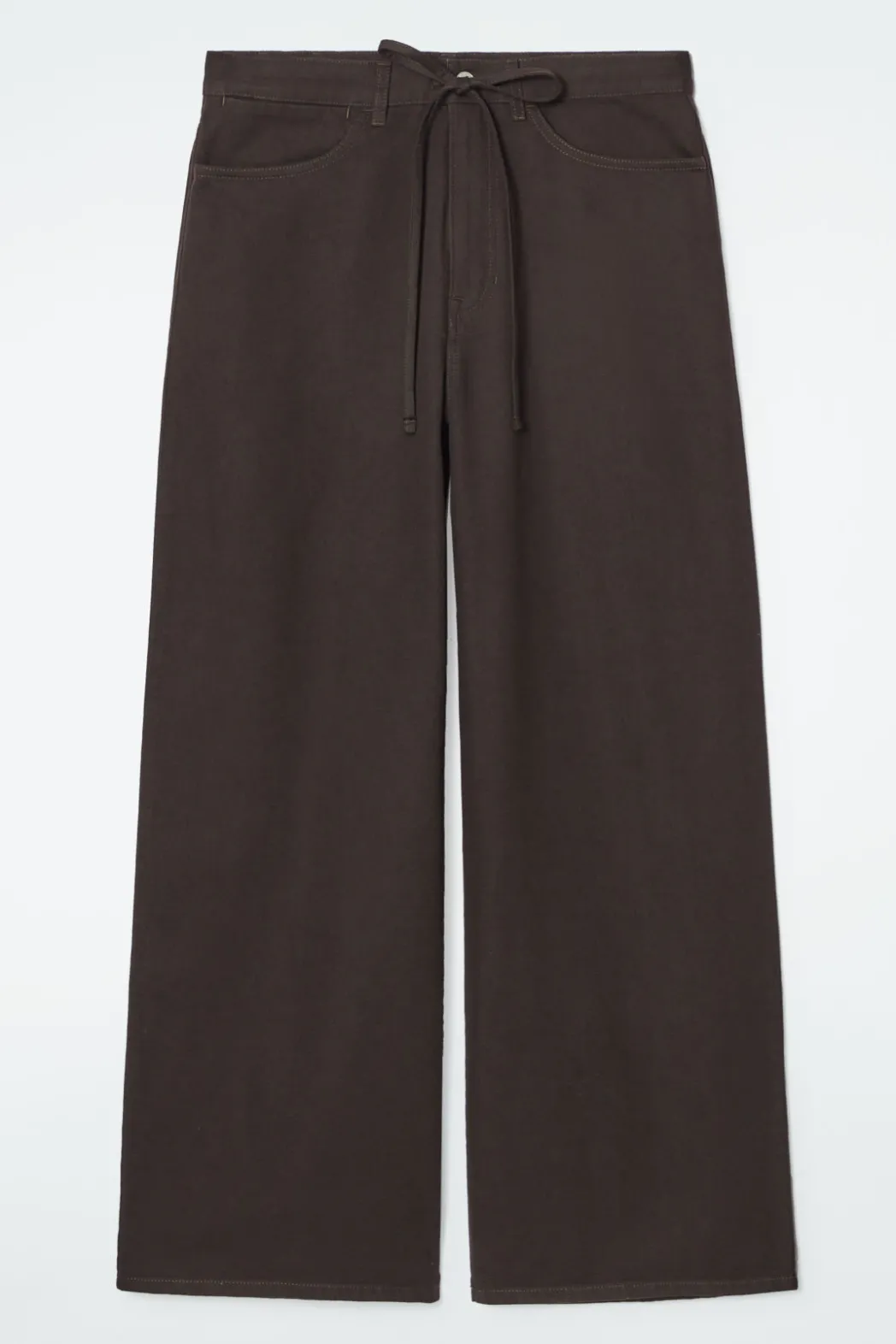Online COS WIDE-LEG DRAWSTRING PANTS DARK BROWN