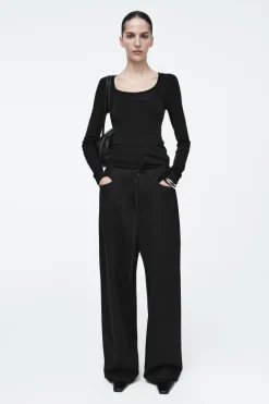 COS WIDE-LEG DRAWSTRING PANTS BLACK