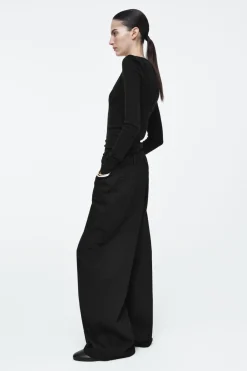 COS WIDE-LEG DRAWSTRING PANTS BLACK