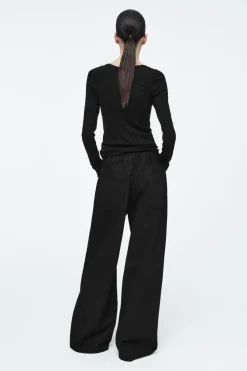 COS WIDE-LEG DRAWSTRING PANTS BLACK