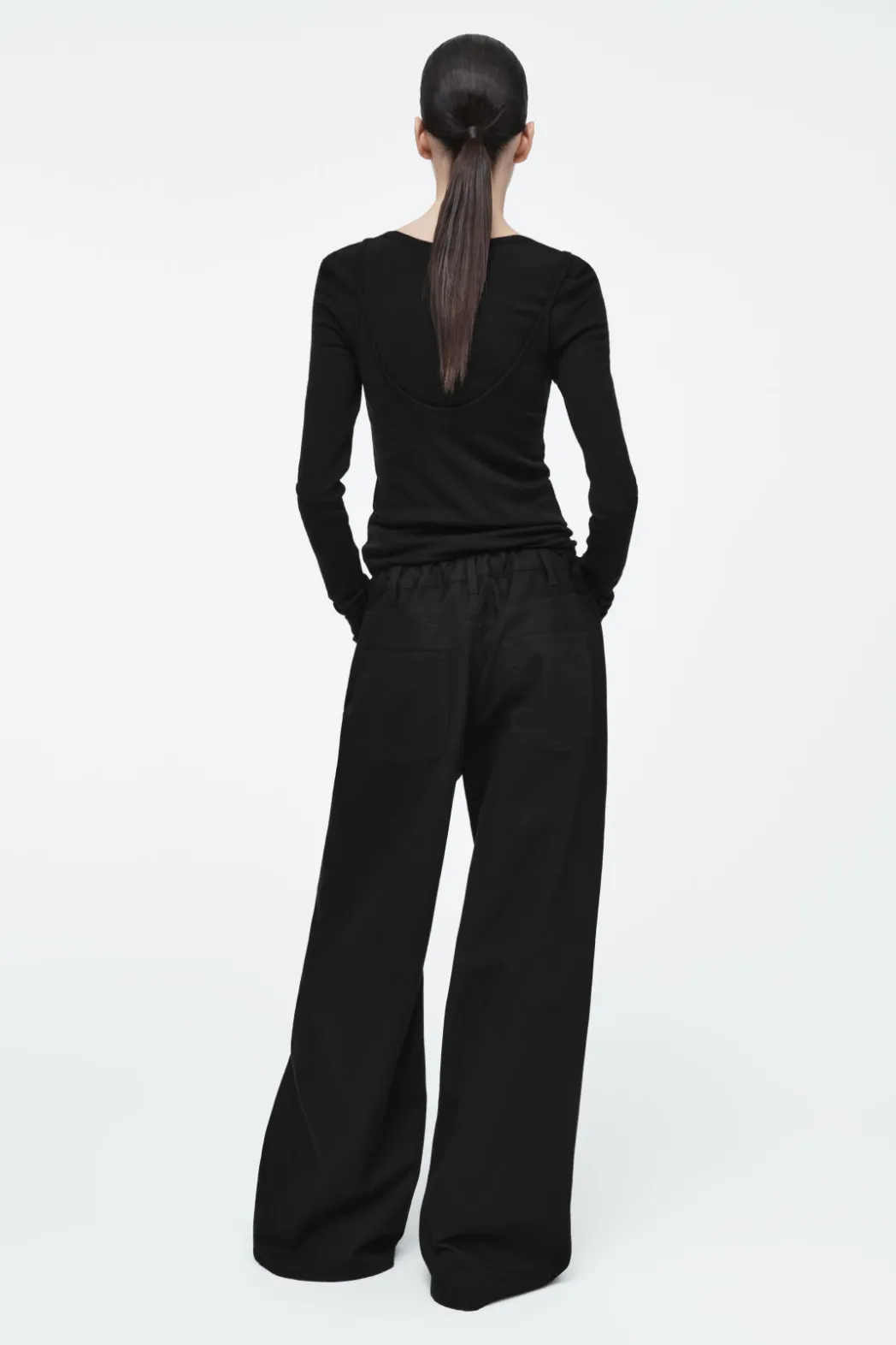 COS WIDE-LEG DRAWSTRING PANTS BLACK