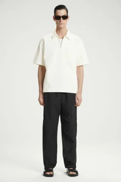 COS WIDE-LEG ELASTICATED COTTON PANTS BLACK