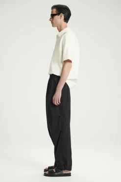 COS WIDE-LEG ELASTICATED COTTON PANTS BLACK