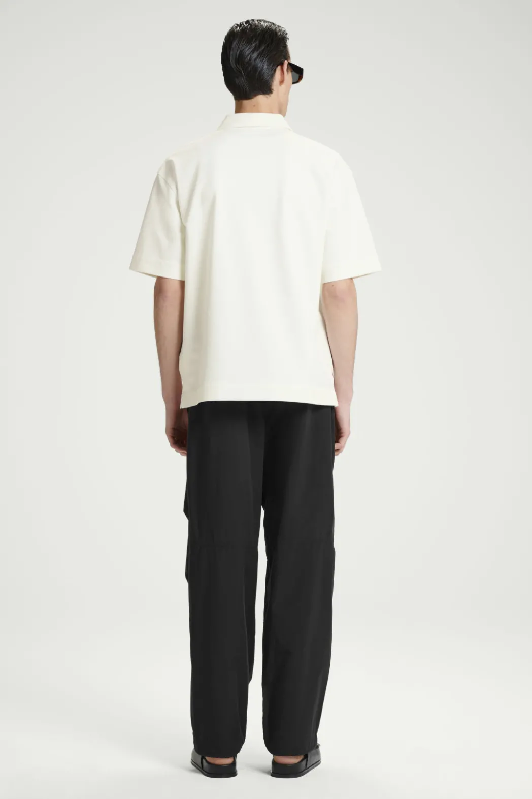 COS WIDE-LEG ELASTICATED COTTON PANTS BLACK