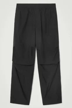 COS WIDE-LEG ELASTICATED COTTON PANTS BLACK