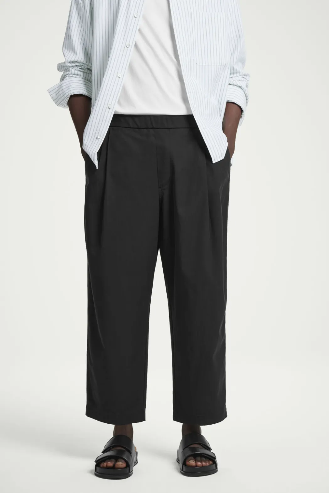 Best COS WIDE-LEG ELASTICATED PANTS BLACK