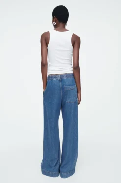 COS WIDE-LEG FLUID DENIM PANTS WASHED BLUE