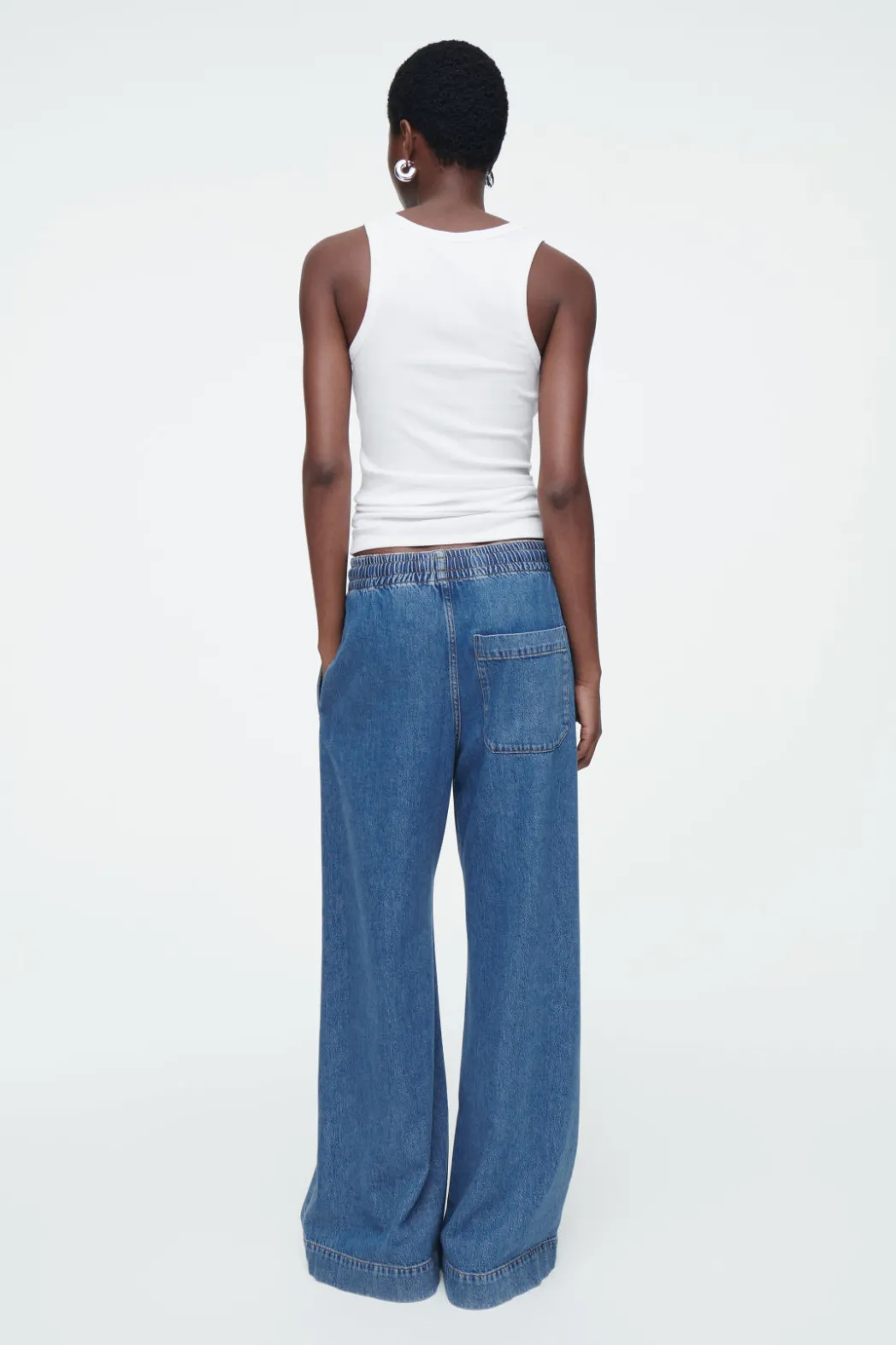 COS WIDE-LEG FLUID DENIM PANTS WASHED BLUE