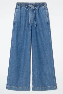 COS WIDE-LEG FLUID DENIM PANTS WASHED BLUE