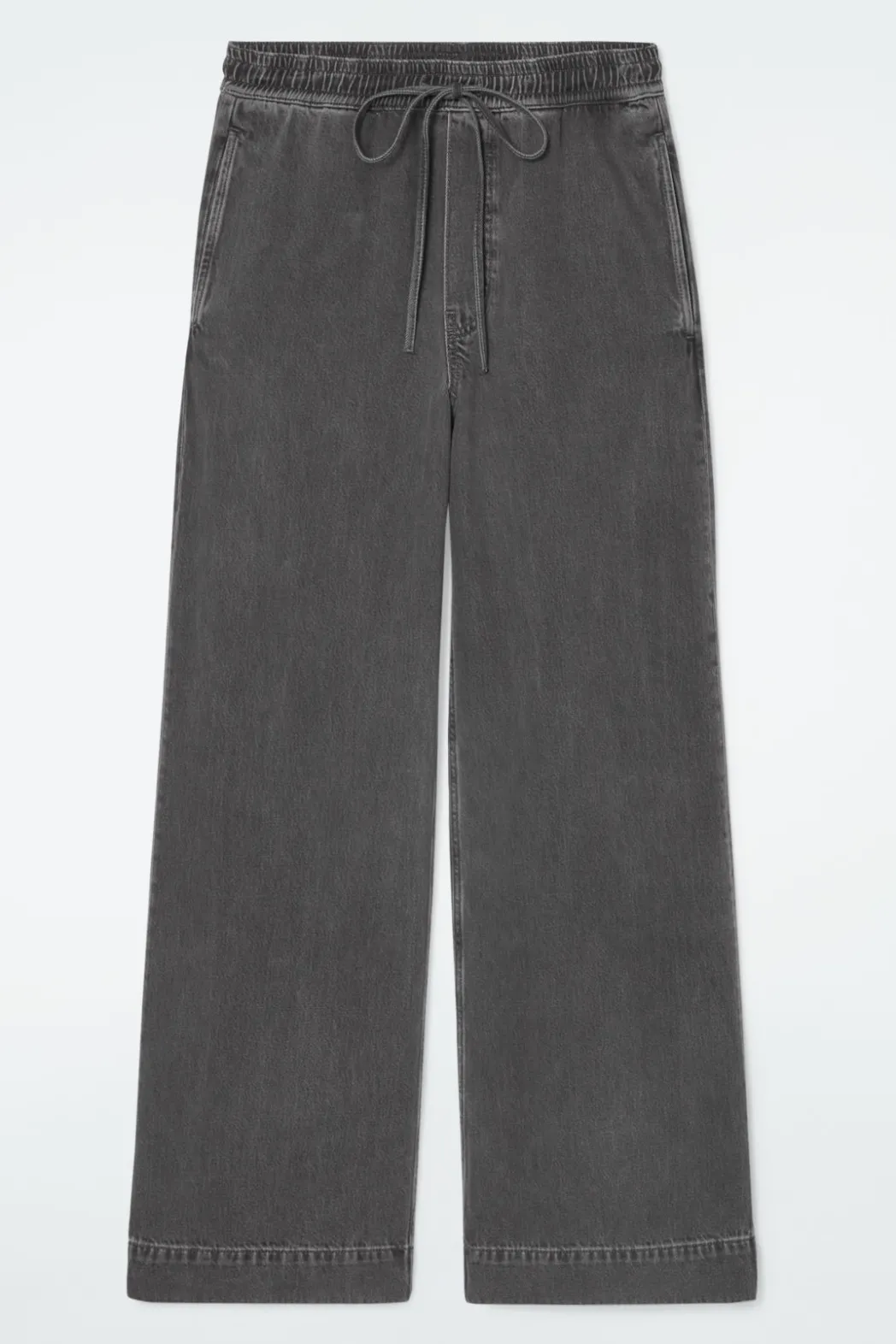 Discount COS WIDE-LEG FLUID DENIM PANTS WASHED BLACK