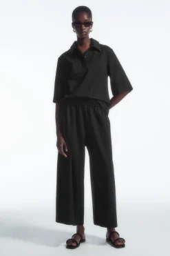 Sale COS WIDE-LEG JERSEY CULOTTES BLACK