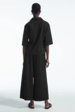 Sale COS WIDE-LEG JERSEY CULOTTES BLACK