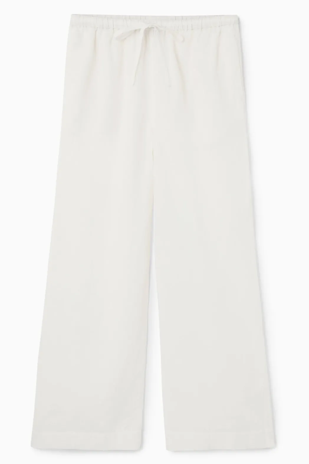 COS WIDE-LEG LINEN DRAWSTRING PANTS WHITE