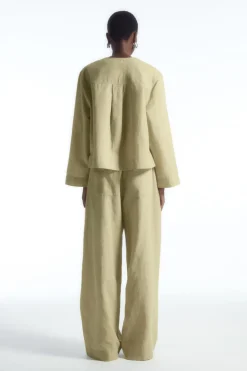 Hot COS WIDE-LEG LINEN DRAWSTRING PANTS WASHED KHAKI