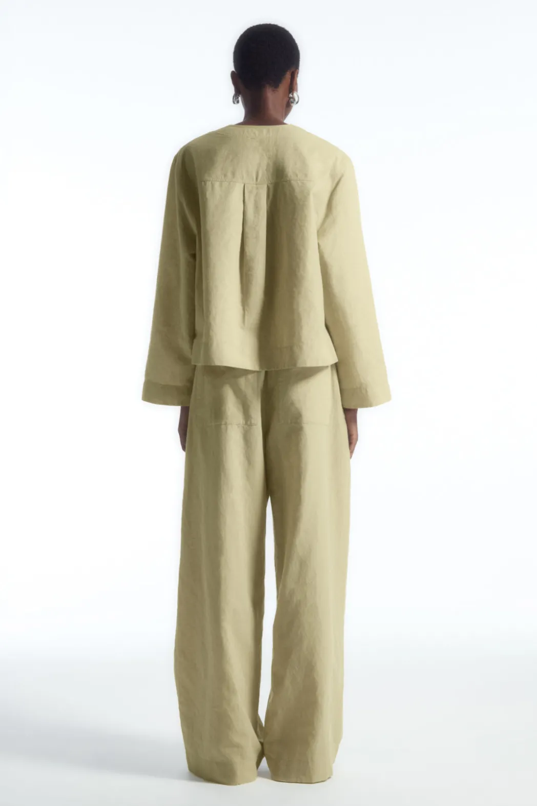 Hot COS WIDE-LEG LINEN DRAWSTRING PANTS WASHED KHAKI