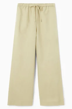 Hot COS WIDE-LEG LINEN DRAWSTRING PANTS WASHED KHAKI