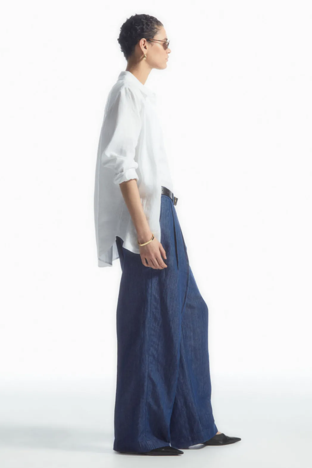 Hot COS WIDE-LEG TAILORED DENIM PANTS BLUE