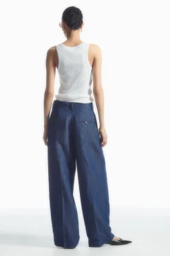 Hot COS WIDE-LEG TAILORED DENIM PANTS BLUE