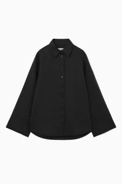 Discount COS WIDE-SLEEVED LINEN SHIRT BLACK