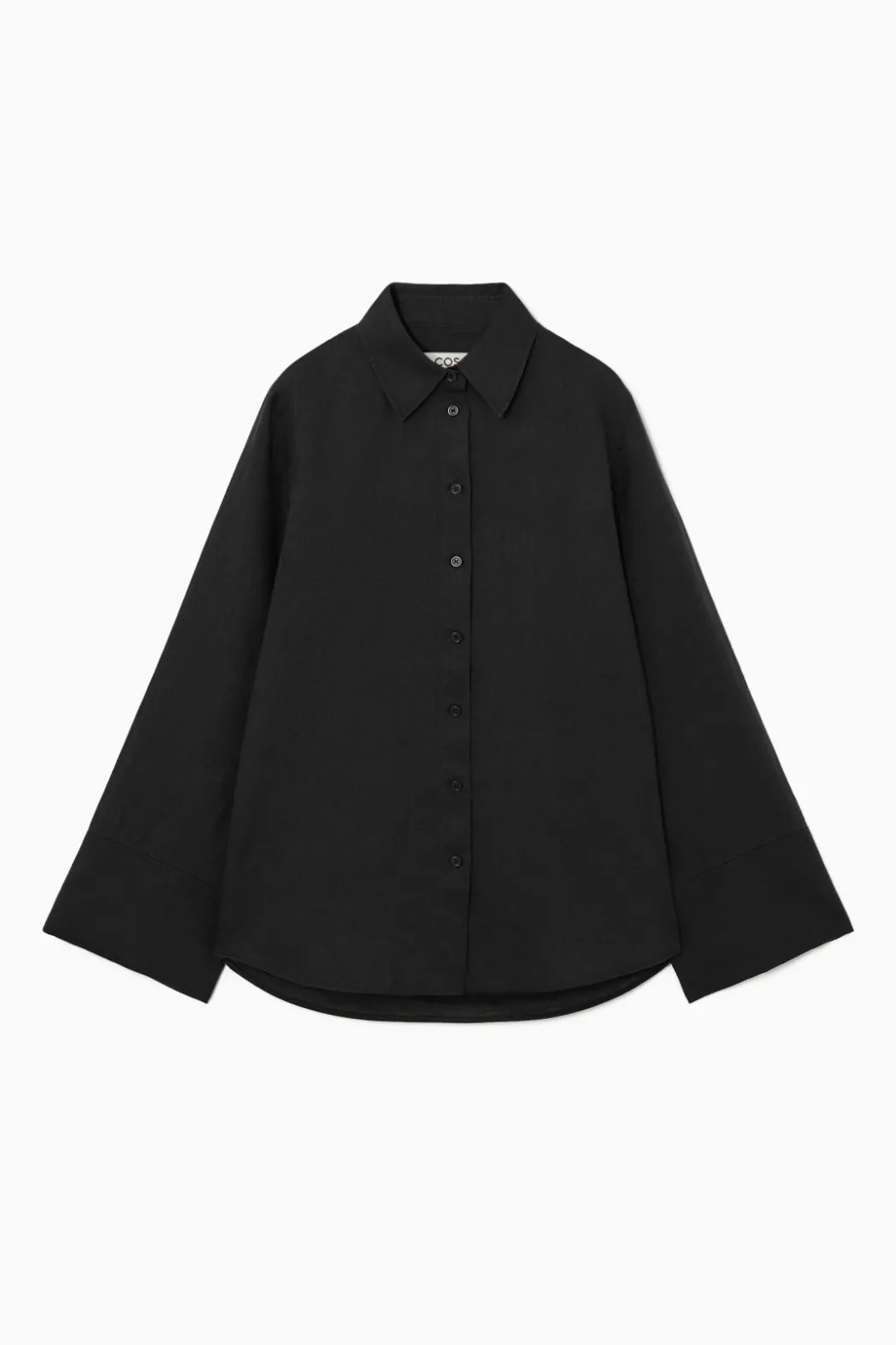 Discount COS WIDE-SLEEVED LINEN SHIRT BLACK