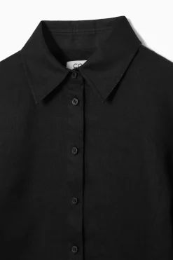 Discount COS WIDE-SLEEVED LINEN SHIRT BLACK
