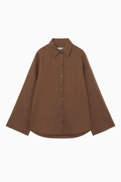 Outlet COS WIDE-SLEEVED LINEN SHIRT BROWN