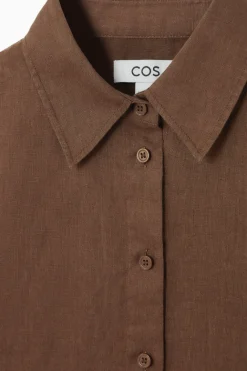 Outlet COS WIDE-SLEEVED LINEN SHIRT BROWN
