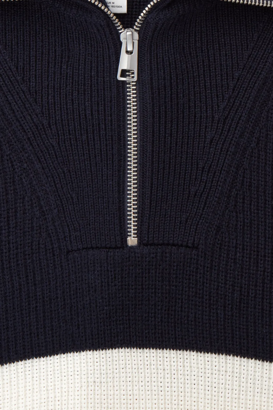 COS WOOL AND COTTON-BLEND HALF-ZIP SWEATER NAVY